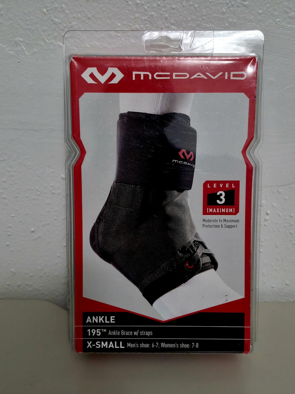 Level 3 Black Ankle Brace with Straps - X-Small